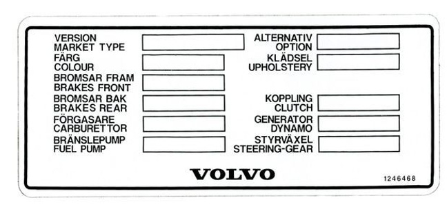 Decal type Volvo 240/260/262 white