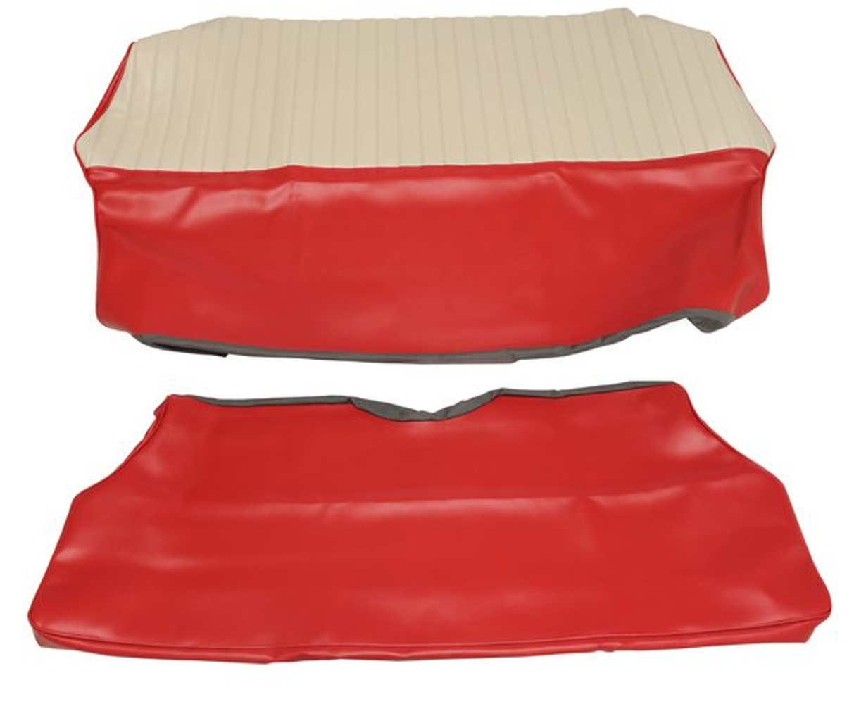 Rear seat Cover Volvo PV 1958-60 red/beige Alt.1