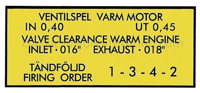 Decal Valve cover Volvo B16