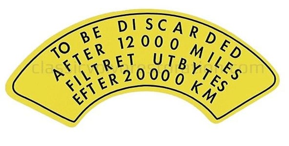 Decal Air filter Volvo B14/Volvo B16B