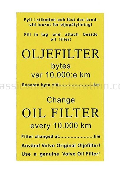 Decal service oil filter