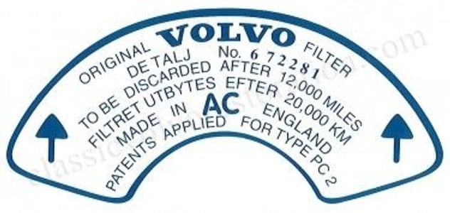 Dekal Luftfilter Volvo B18B 672281